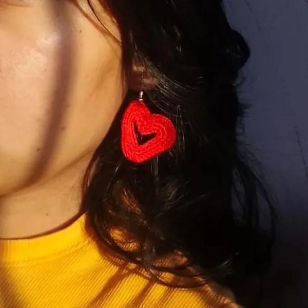 Crochet heart earrings
