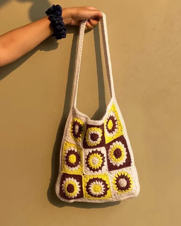 Sunflower tote held up